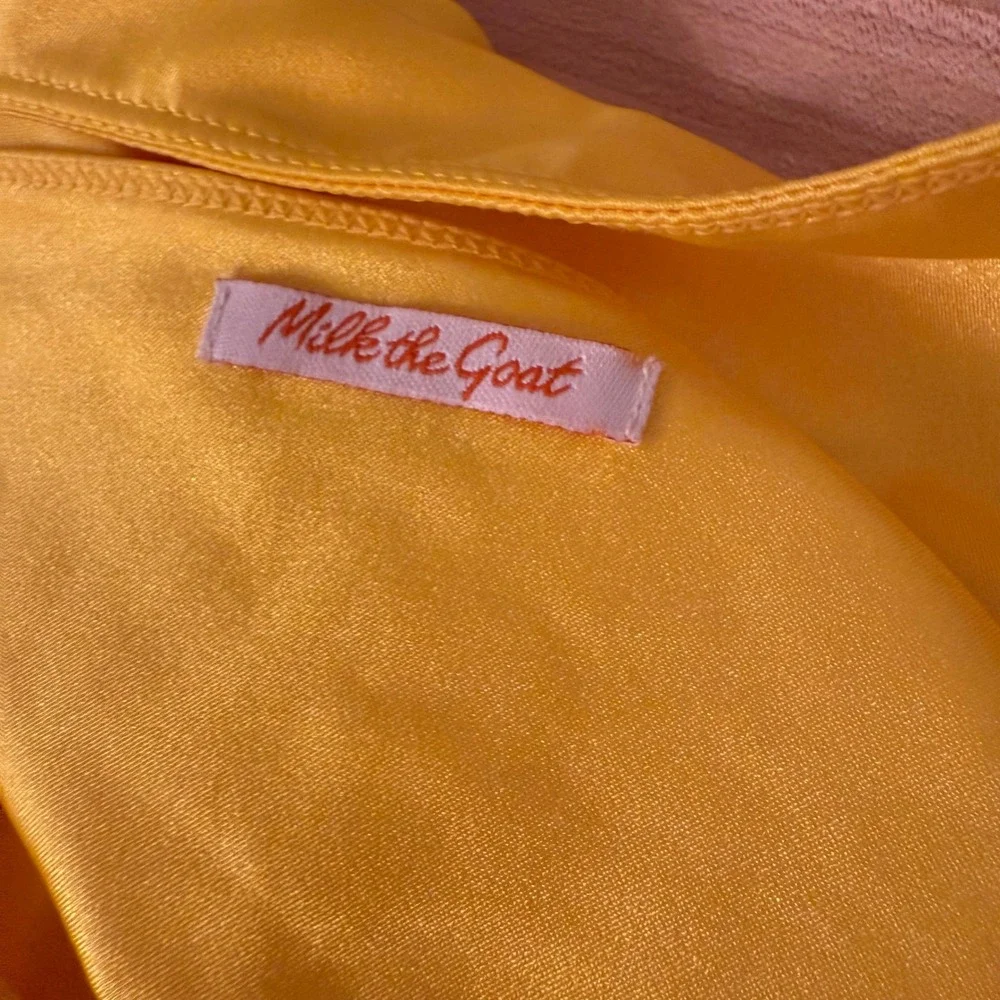 Milk the Goat Yellow Plunge Halter One Piece Swimsuit Slinky‎ Sexy-Medium